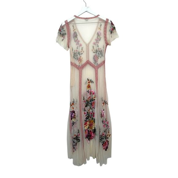 Sundance Cream Garden Soirée Embroidered Dress Maxi Dress Size SP - Picture 7 of 12